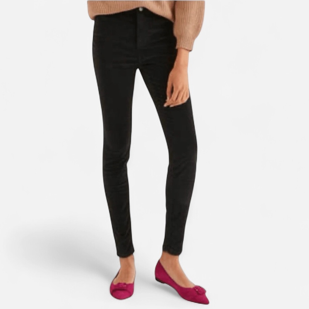 Boden Black Velvet Super Skinny Pants Size 10 Petite